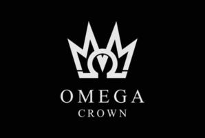 einfacher, minimalistischer, fetter König, Königin, Krone, Omega-Symbol, Logo-Design-Vektor vektor