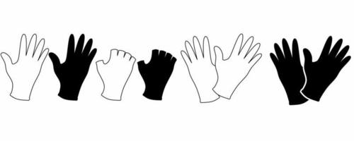 Umriss Silhouette Handschuhe Symbolsatz isoliert auf weißem Hintergrund vektor