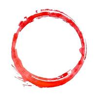 Aquarell roter runder Strich isoliert auf weißem Hintergrund. Vektorillustration des Kreisflecks mit Schmutzbeschaffenheit. vektor