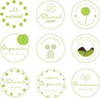 uppsättning av tecken, logotyp, märken och etiketter element för organisk och naturlig mat och dryck marknadsföra. vektor