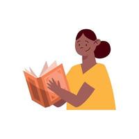 afro kvinna studerande läsning bok vektor
