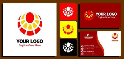 Sol och jord logotyp design mall. företag kort design mallar. vektor illustration