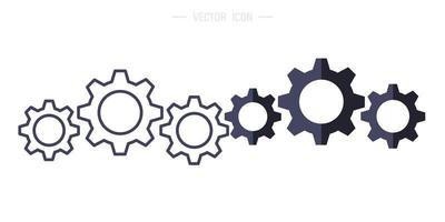 Metallzahnräder und Zahnradsymbol. isolierte editierbare Vektorillustration vektor