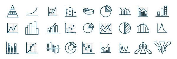 statistik och diagram linje ikoner uppsättning. företag infographics ikoner. isolerat vektor illustration