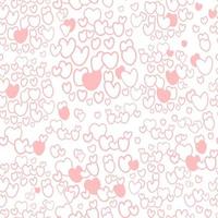 romantisk hjärta sömlös mönster. rosa hjärtan på vit bakgrund. vektor illustration i klotter stil. ändlös abstrakt bakgrund för alla hjärtans dag, tapeter, förpackning, textil, utskrift, design.