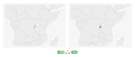 två versioner av de Karta av burundi, med de flagga av burundi och markerad i mörk grå. vektor