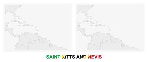 två versioner av de Karta av helgon kitts och nevis, med de flagga av helgon kitts och nevis och markerad i mörk grå. vektor