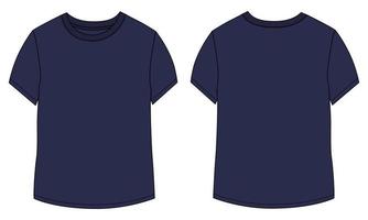 langärmliges t-shirt mit flacher skizzenvektorillustrationsschablone der technischen mode vorne und hinten. vektor