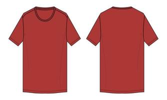 langärmliges t-shirt mit flacher skizzenvektorillustrationsschablone der technischen mode vorne und hinten. vektor