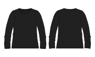 Langarm-T-Shirt insgesamt technische Mode flache Skizze Vektorvorlage für Damen. vektor