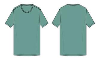 kortärmad t-shirt tekniskt mode platt skiss vektorillustration mall fram- och baksidan vektor