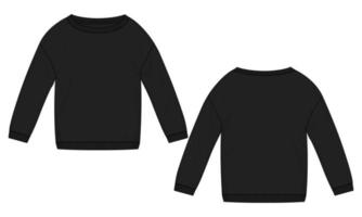 Langarm Damen Sweatshirt technische Mode flache Skizze Vektor Illustration Vorlage Vorder- und Rückansicht.