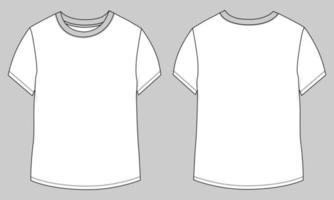 langärmliges t-shirt mit flacher skizzenvektorillustrationsschablone der technischen mode vorne und hinten. vektor