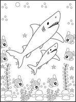 Ausmalbilder Haie für Kinder vektor