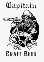 Piratenkapitän Craft Beer Label Art vektor