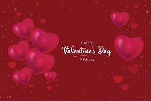 Fröhlicher Valentinstag-Schriftzug mit schönen Herzen auf rosa Hintergrund, Vektorgrafik-Design vektor