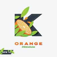 alfabet k orange frukt utgåva vektor