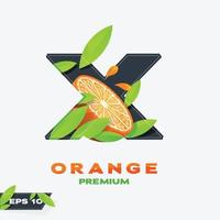 Alphabet x Orangenfruchtausgabe vektor