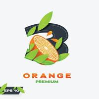 numerisk 3 orange frukt utgåva vektor