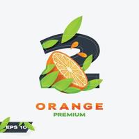 numerisk 2 orange frukt utgåva vektor