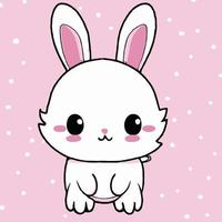 süße kaninchenillustration kaninchen kawaii chibi vektor zeichenstil kaninchen cartoon häschen