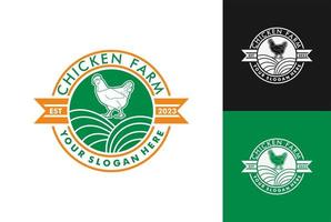 hühnerfarm vintage klassisches emblem logo, kreis logo, maskottchen logo. Bio-Bauernhof-Logo, Geflügel