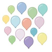 luftballons im flachen karikaturstil isoliert auf weiß vektor
