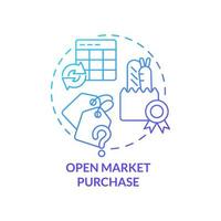 Open-Market-Kauf blaues Farbverlauf-Konzept-Symbol. Methode des Lebensmitteleinkaufs abstrakte Idee dünne Linie Illustration. Qualitäts- und Kostenstandard. isolierte Umrisszeichnung vektor