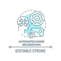 automatiserad bild igenkännande turkos begrepp ikon. ai integration i marknadsföring abstrakt aning tunn linje illustration. isolerat översikt teckning. redigerbar stroke vektor