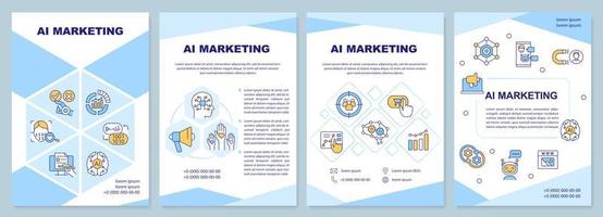 ai marketing blaue broschürenvorlage. Business-Technologie. Broschürendesign mit linearen Symbolen. editierbare 4 Vektorlayouts für Präsentationen, Jahresberichte vektor