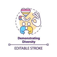 symbol für das konzept der diversität demonstrieren. Vorteil gleichgeschlechtlicher Elternschaft abstrakte Idee dünne Linie Illustration. isolierte Umrisszeichnung. editierbarer Strich vektor