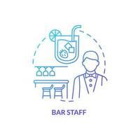 Symbol für das blaue Farbverlaufskonzept des Barpersonals. die einstellung von restaurantmitarbeitern abstrakte idee dünne linie illustration. Barmann und Barkeeper Aufgaben. Getränke zubereiten. isolierte Umrisszeichnung vektor