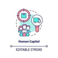 Symbol für das Konzept des Humankapitals. Startup Consulting Sphäre abstrakte Idee dünne Linie Illustration. gemeinsam Arbeiten ausführen. isolierte Umrisszeichnung. editierbarer Strich vektor