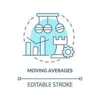 rör på sig medelvärden turkos begrepp ikon. företag data analyser. handel strategi abstrakt aning tunn linje illustration. isolerat översikt teckning. redigerbar stroke vektor