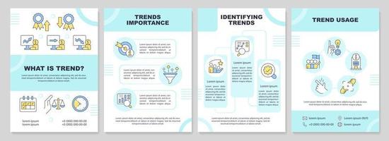 trend management türkis broschürenvorlage. Trading-Erfolg. Broschürendesign mit linearen Symbolen. editierbare 4 Vektorlayouts für Präsentationen, Jahresberichte vektor