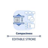 Kompaktheit hellblaues Konzeptsymbol. prägnanter Code. Merkmal der Programmiersprachen abstrakte Idee dünne Linie Illustration. isolierte Umrisszeichnung. editierbarer Strich vektor