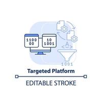 Zielplattform hellblaues Konzeptsymbol. Auswahlkriterium der Programmiersprache abstrakte Idee dünne Linie Illustration. isolierte Umrisszeichnung. editierbarer Strich vektor