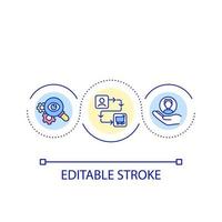 kund erfarenhet slinga begrepp ikon. digital först verklighet. klient och företag samspel abstrakt aning tunn linje illustration. isolerat översikt teckning. redigerbar stroke vektor