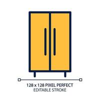 Kleiderschrank Pixel perfektes RGB-Farbsymbol. Schrank für Schlafzimmer. Holzschrank. Möbelhaus für modernes Wohnen. isolierte Vektorillustration. einfache gefüllte Strichzeichnung. editierbarer Strich vektor