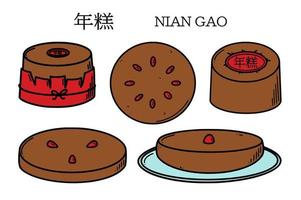 nian gao, chinesische neujahrskuchenvektorillustration. chinesisches neujahrsdessert niangao vektor