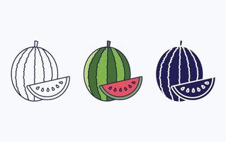 Vektor der ganzen und geschnittenen Wassermelone