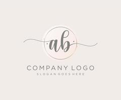 första ab feminin logotyp. användbar för natur, salong, spa, kosmetisk och skönhet logotyper. platt vektor logotyp design mall element.