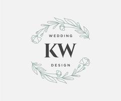 kw initialer brev bröllop monogram logotyper samling, hand dragen modern minimalistisk och blommig mallar för inbjudan kort, spara de datum, elegant identitet för restaurang, boutique, Kafé i vektor