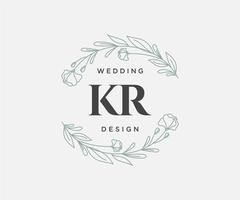 kr initialer brev bröllop monogram logotyper samling, hand dragen modern minimalistisk och blommig mallar för inbjudan kort, spara de datum, elegant identitet för restaurang, boutique, Kafé i vektor