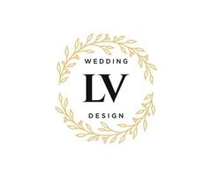 lv initialen brief hochzeitsmonogramm logos sammlung, handgezeichnete moderne minimalistische und florale vorlagen für einladungskarten, save the date, elegante identität für restaurant, boutique, café im vektor