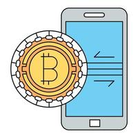 Tauschen Sie das Bitcoin-Symbol aus, das für eine Vielzahl digitaler kreativer Projekte geeignet ist. vektor