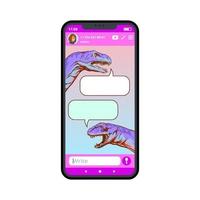 Messenger-Vorlage mit gezeichneten Dinosauriern im Dialog. Pop-Art-Stil. Vektorillustration. vektor