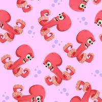 bläckfisk mönster med bubblor i tecknad serie stil för barn tapet. vektor illustratör