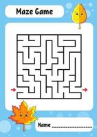 quadratisches Labyrinth. Spiel für Kinder. lustiges labyrinth. arbeitsblatt zur bildungsentwicklung. Aktivitätsseite. Puzzle für Kinder. Cartoon-Stil. Rätsel für den Kindergarten. logisches Rätsel. Vektor-Illustration. vektor