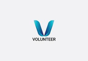 freiwilliger abstrakter v-buchstabe modernes anfängliches logo-design vektor